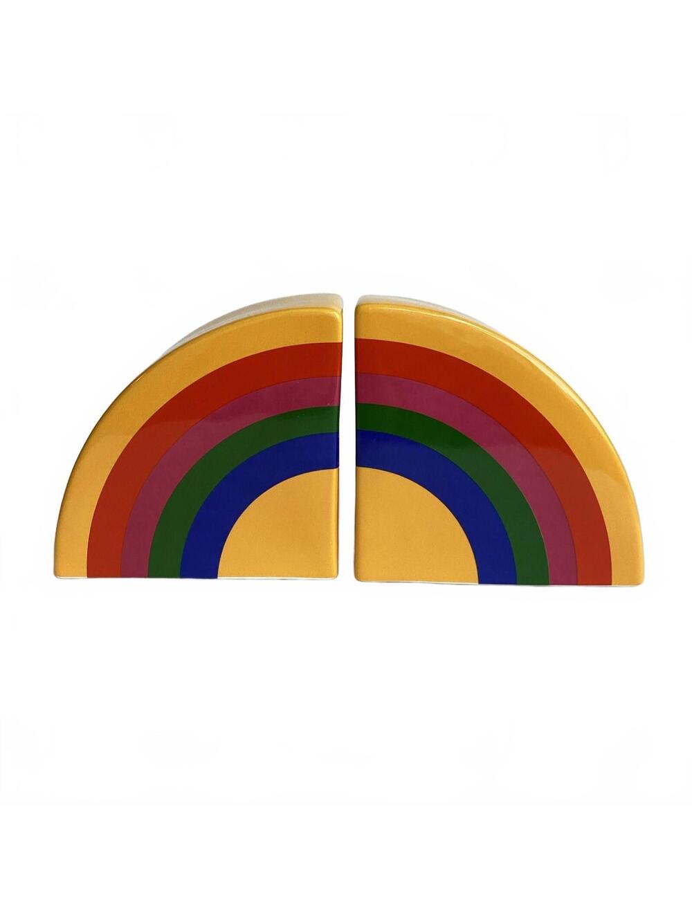 Ban.do Ceramic Rainbow Bookends Set Of 2 Multicolor Yellow Bright Modern Kids